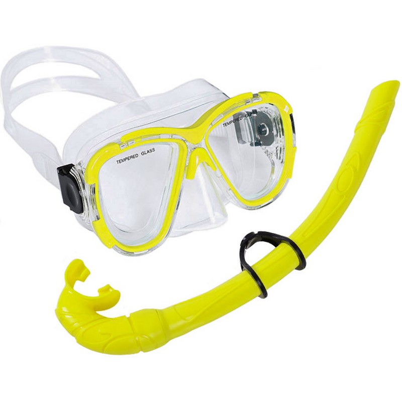 Набор для плавания взрослый Sportex маска+трубка (ПВХ) E39231 желтый 800_800