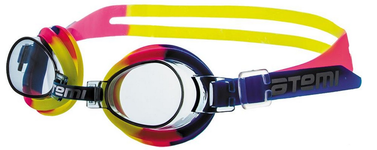 Очки для плавания Atemi S302 синий-желтый-розовый 1200_480