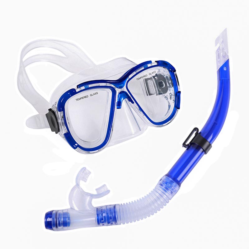 Набор для плавания взрослый Sportex маска+трубка (ПВХ) E39228 синий 800_800