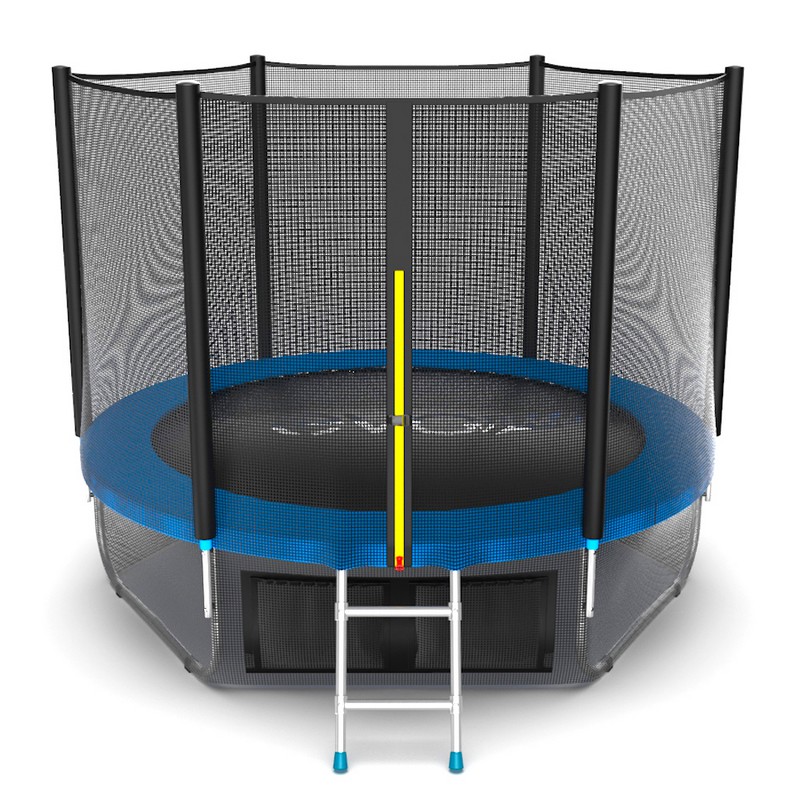 Батут с внешней сеткой и лестницей EVO Jump External 8ft+ нижняя сеть, синий 800_800