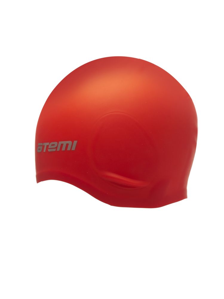 Шапочка для плавания Atemi силикон (c ушами), EC102 красная 750_1000