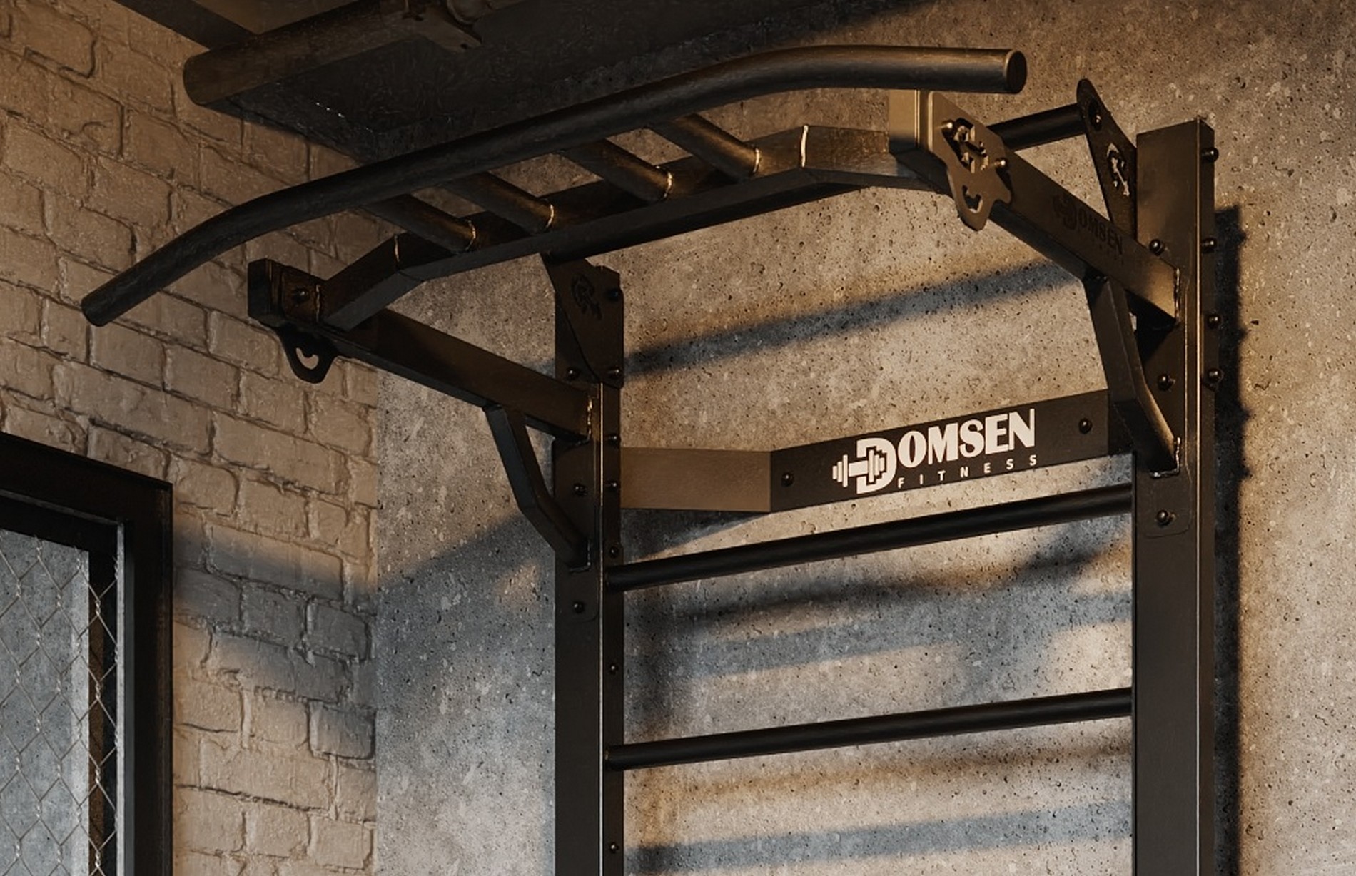 Профессиональная шведская стенка с брусьями и турником Domsen Fitness Ds46B Black 1900_1228