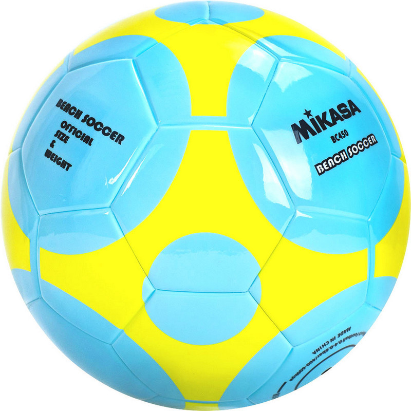 Мяч для пляжного футбола Mikasa BC450, р.5, голубо-желтый 800_800