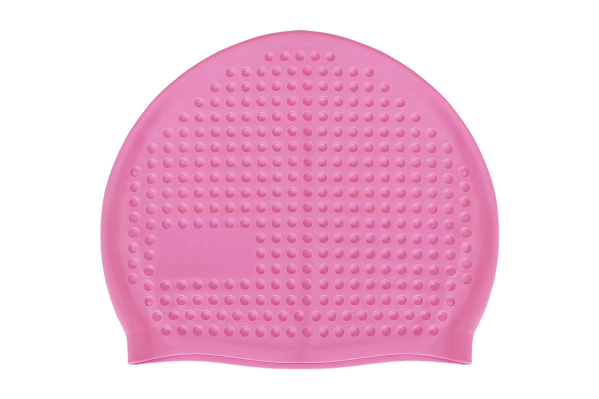 Шапочка для плавания Sportex Big силиконовая массажная, взрослая E42817 розовый 1200_800