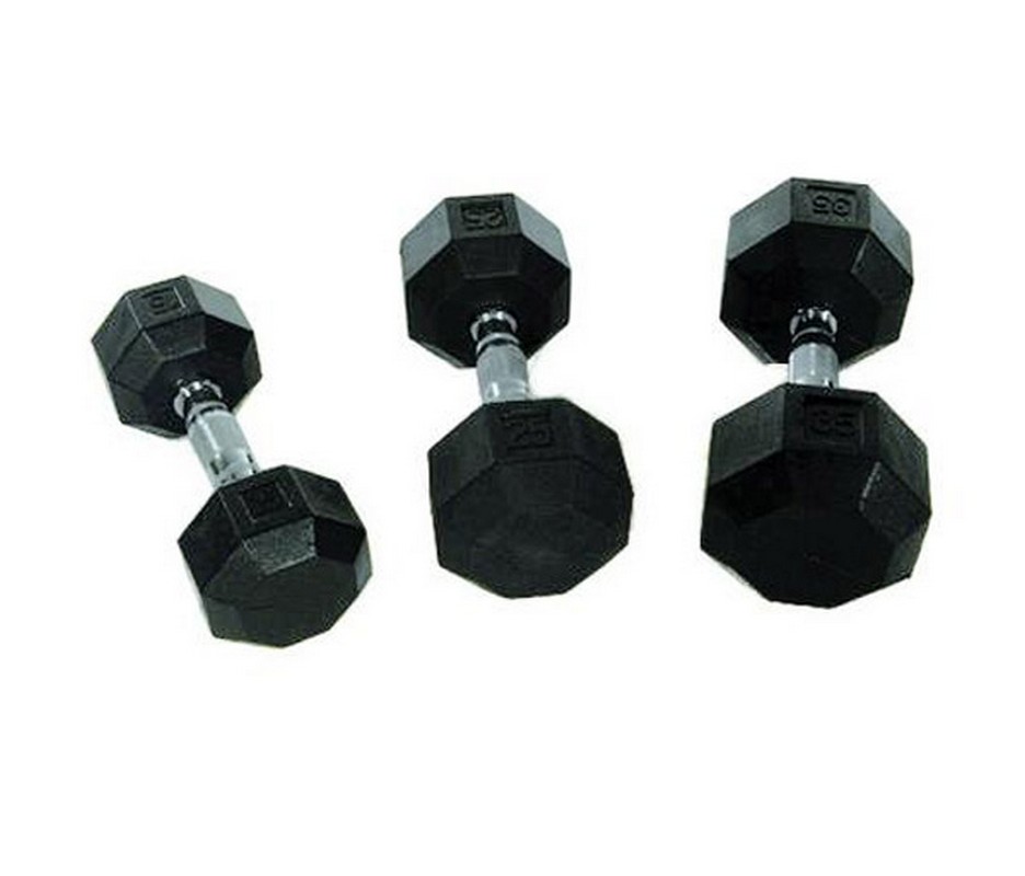 Гантель 17,5кг Perform Better Rubber Encased Hex Dumbbells 4137-17,5\BK-17-00 936_800