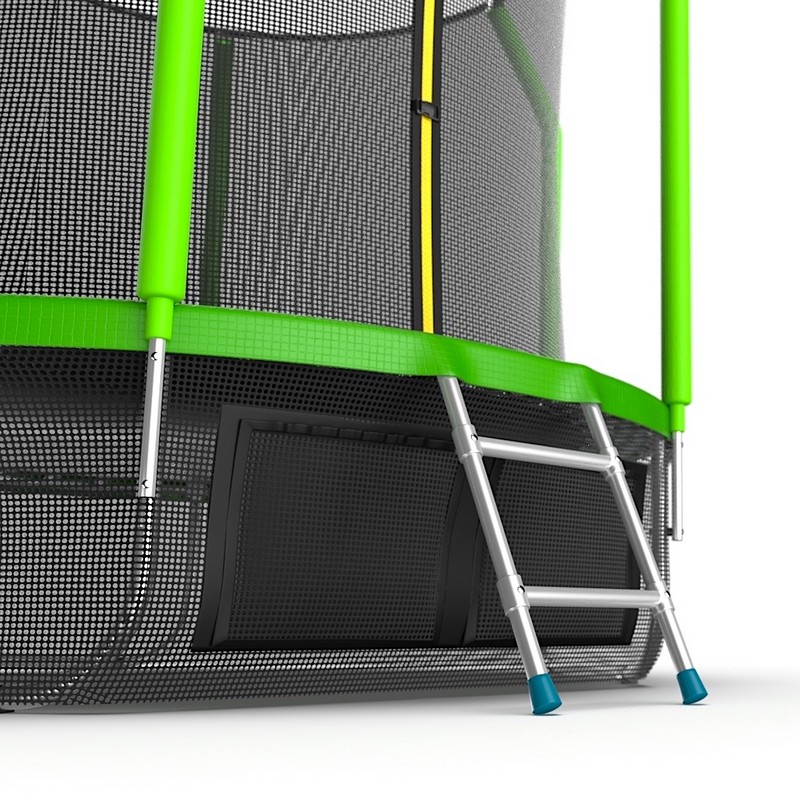 Батут с внутренней сеткой и лестницей EVO Jump Cosmo 8ft + нижняя сеть, зеленый 800_800