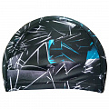 Шапочка для плавания Sportex лайкра R18078 черная с голубым 120_120