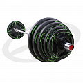 Диск олимпийский, полиуретановый, с 4-мя хватами, цвет черный с ярко зелеными полосами, 15кг Oxide Fitness OWP01 120_120