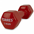 Гантель 3 кг Torres металл в виниловой оболочке, форма шестигранник PL522205 красный 120_120