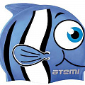 Шапочка для плавания Atemi FC105 силикон, рыбка голубой 120_120