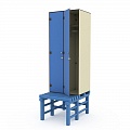 Шкаф для раздевалок HPL пластик ТС 2-1 на скамье-подставке (2 секции) 120_120